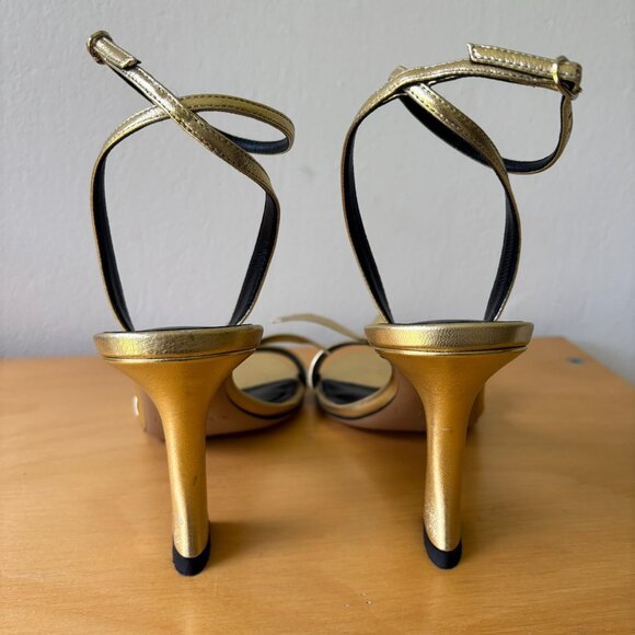 Alexandre Birman Clarita Bell 85MM Metallic Leather Sandals in Golden - Picture 4 of 7